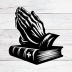 Christian Praying Hands with Bible - Christmas & Baptism - For Church & Home Decal
