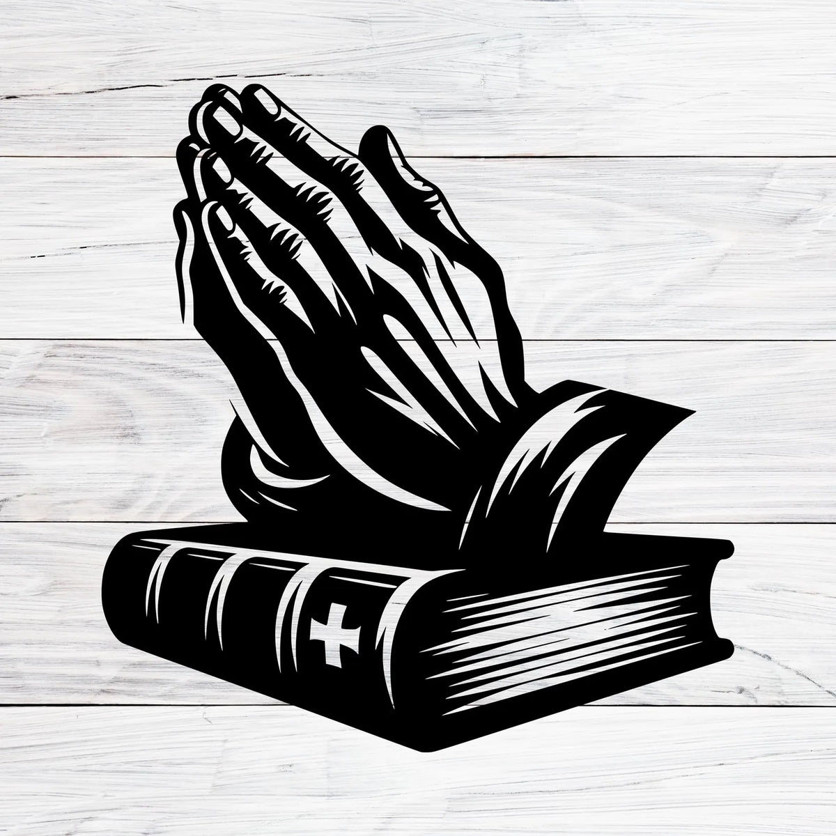 Christian Praying Hands with Bible - Christmas & Baptism - For Church & Home Decal
