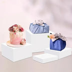 4pcs White Acrylic Display Stands - Elegant Jewelry & Dessert Organizer with Hollow Base, Perfect for Buffet Tables, Parties, and Home Decor, Dessert Display | Modern Display Stands | Sleek Finish, Jewelry Organizer Stands