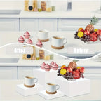 4pcs White Acrylic Display Stands - Elegant Jewelry & Dessert Organizer with Hollow Base, Perfect for Buffet Tables, Parties, and Home Decor, Dessert Display | Modern Display Stands | Sleek Finish, Jewelry Organizer Stands