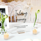 Clear Acrylic Arch Table Signs with Stands - DIY Blank Sheets for Wedding Place Cards, Bar Menus, & Party