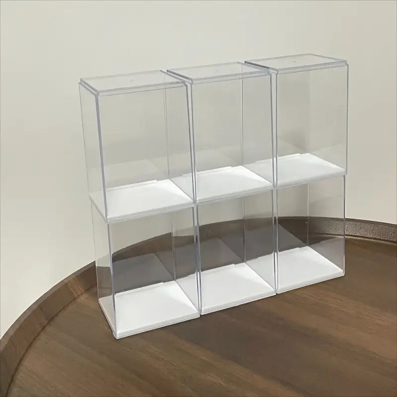 Clear & Mirror Acrylic Display Boxes with Lids - Transparent Organizer Cases for Dolls, Figurines, Collectibles - Stackable Storage Boxes with Open Front, Dustproof Protection - Ideal for Home, Office, Store
