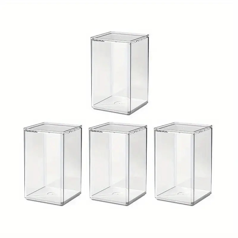 Clear & Mirror Acrylic Display Boxes with Lids - Transparent Organizer Cases for Dolls, Figurines, Collectibles - Stackable Storage Boxes with Open Front, Dustproof Protection - Ideal for Home, Office, Store
