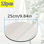 Circular Acrylic Mirror Trays | 12 PCS | 2mm Thick Shatterproof Self-Adhesive Wall Stickers, Detachable Horizontal Mirror Surface for Wedding Table, Birthday Party,  Versatile Tray Use, Modern Decorative Trays