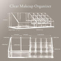 Makeup Organizer Lipsticks Organizer,Acrylic Cosmetic Storage with 16 Slots,Cosmetic Brush,Skin Care Product and Lipsticks Holder