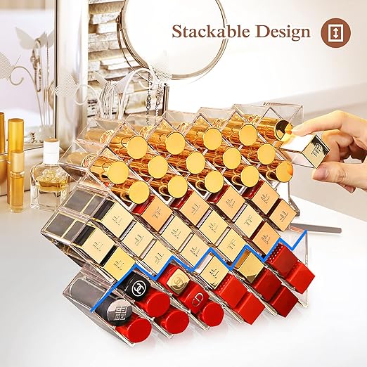 Fish Shape Lipstick Holder Organizer Tower, 16 Spaces Acrylic Lipsticks Organizers Display Stand, Clear Lip Gloss Storage Box (Copy)