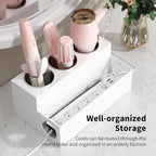 White Acrylic Hair Tool Organizer – Blow Dryer & Styling Holder for Bathroom Countertop & Vanity Storage