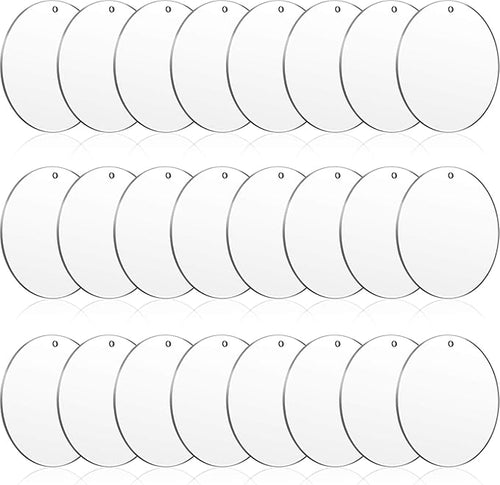 24 Pieces 4 Inch Acrylic Keychain Blanks 0.06 Inch Thick Acrylic Circles Clear Disc Ornaments Blanks with Hole Acrylic Transparent Circle Discs for DIY Keychain and Craft Projects Supplies (4 Inch)