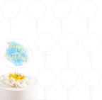 5 Pcs Clear Acrylic Cake Toppers – Blank Hexagon Shape DIY Cake Decoration for Weddings, Birthdays & Parties