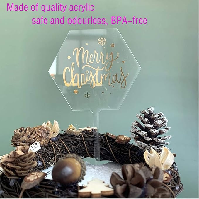 5 Pcs Clear Acrylic Cake Toppers – Blank Hexagon Shape DIY Cake Decoration for Weddings, Birthdays & Parties