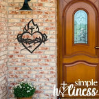 Catholic Cross with Thorns & Flames, Modern - Christian Home Decor -  - Christmas & Baptism - For Church or Home