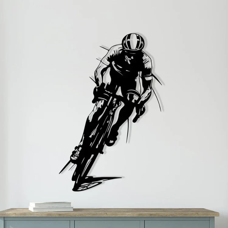 Dynamic Acrylic Road Cyclist Wall Art Silhouette - Abstract Racing Design