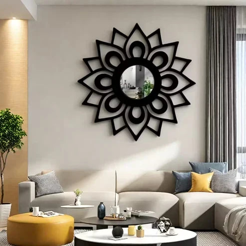 Sunflower Wooden Wall Mirror Art | Emaazz