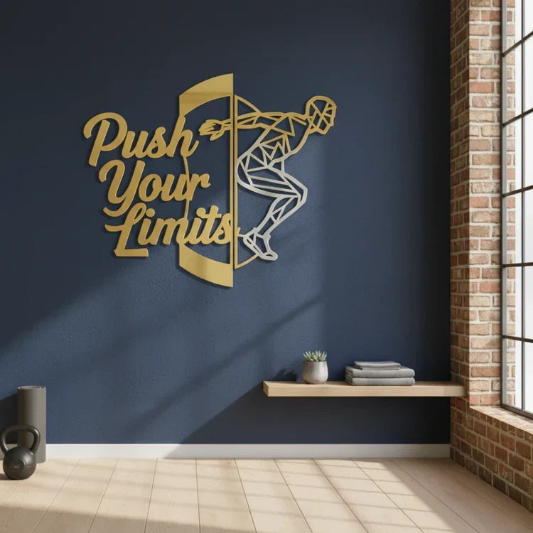 "Push Your Limits" Acrylic Wall Art - Geometric Athlete Decor