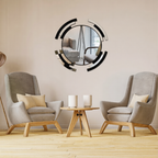 Premium Silver & Black Line Mirror Wall Decor