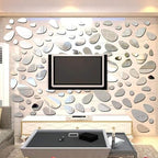3 Pcs Acrylic Mirror Wall Stickers – Cobblestone & Rhombus Shape Self-Adhesive Removable Wall Décor for Living Room & Bedroom