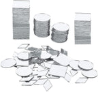 120 Pcs Small Acrylic Craft Mirrors – Square, Diamond & Round Mosaic Mirror Tiles for DIY Crafts, Disco Balls, Lamps & Decorations