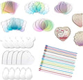 60 Pcs Acrylic Blanks with Keychain Accessories – 10 Shapes Clear Acrylic Ornaments, Charms & Key Rings for DIY Vinyl, Resin, Crafts & Engraving
