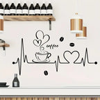 Coffee, Heart & Love ECG Signal Art - Beautiful Kitchen Wall Decal - Best For Home & Restaurant