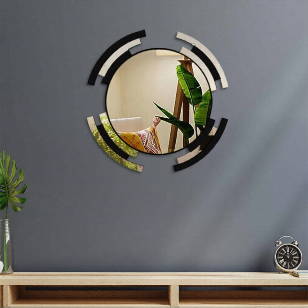 Premium Silver & Black Line Mirror Wall Decor