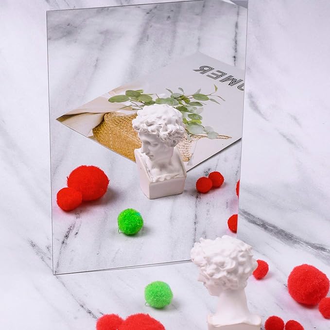 12 Pack School Mirrors Plastic Mirror Decor Flexible Mirror Sheets Self Adhesive Mirror Tiles Silver Mirror Board Card for School Educational or Home Decor