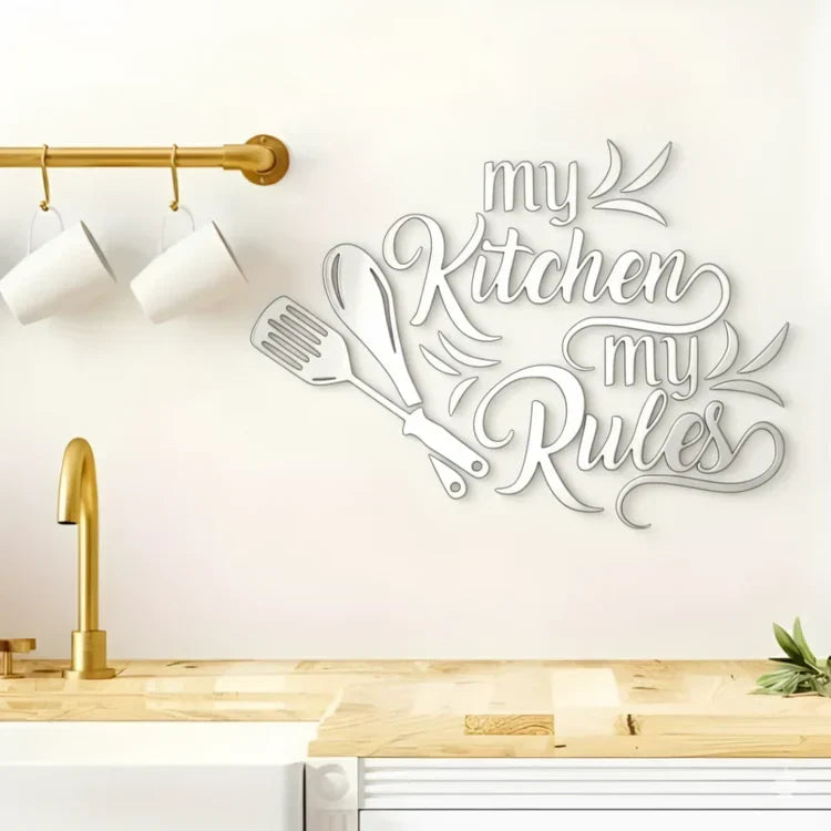 "My Kitchen My Rules" Acrylic Wall Decal - Fun Kitchen & Dining Decor for UAE Homes & Restaurants