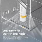 Clear Acrylic Shower Caddy – Wall-Mounted Bathroom Organizer Shelf with Suction Cups | No-Drill, Rustproof Shampoo & Bath Storage