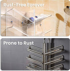 Clear Acrylic Shower Caddy – Wall-Mounted Bathroom Organizer Shelf with Suction Cups | No-Drill, Rustproof Shampoo & Bath Storage