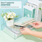 Acrylic Desk Organizers and Accessories Tier Paper File Organizer Tray Stackable Document Clear Desk Accessories for Office Workspace Organization