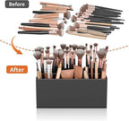 HIIMIEI Black Acrylic Makeup Brush Holder 6-Slots for Vanity Countertop