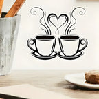 Coffee Cups With Hearts Acrylic Wall Decal - Beautiful Kitchen Decor for UAE Homes & Restaurants