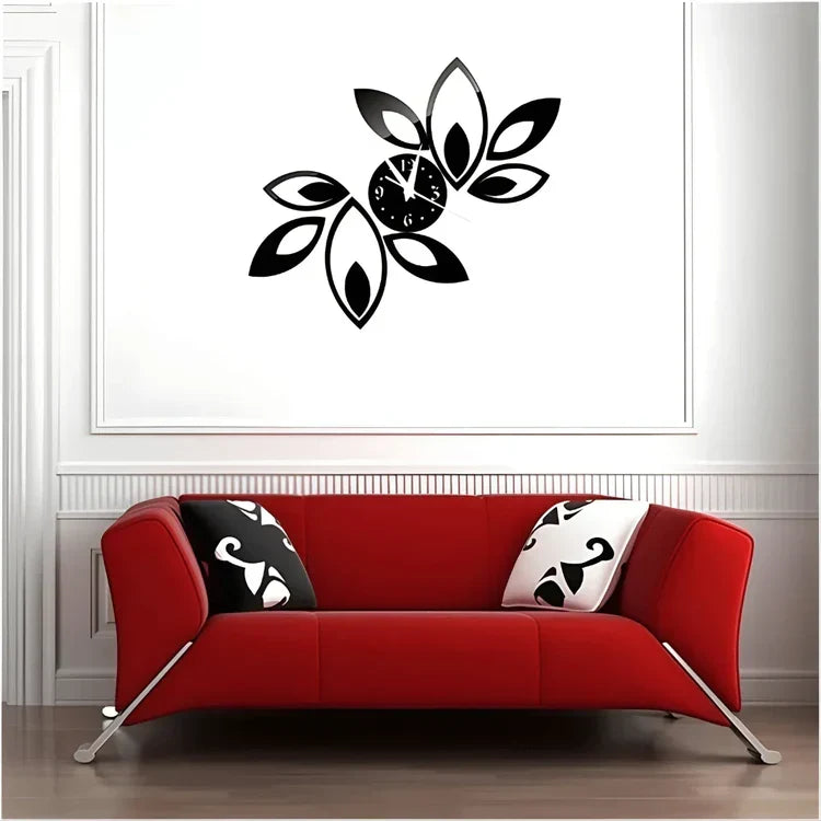 Abstract Acrylic Wall Clock | Decorative 3D Floral Design