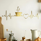 Coffee Cup Heart ECG Acrylic Wall Decal | Beautiful Kitchen Decor for UAE Homes & Restaurants