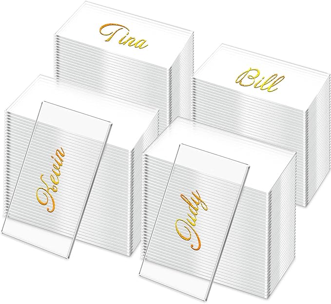 Clear Acrylic Wedding Place Cards Acrylic Table Number Card Blank Name Plate Seating Chart Sign for Wedding DIY Table Setting Banquet Party(Rectangular Style)