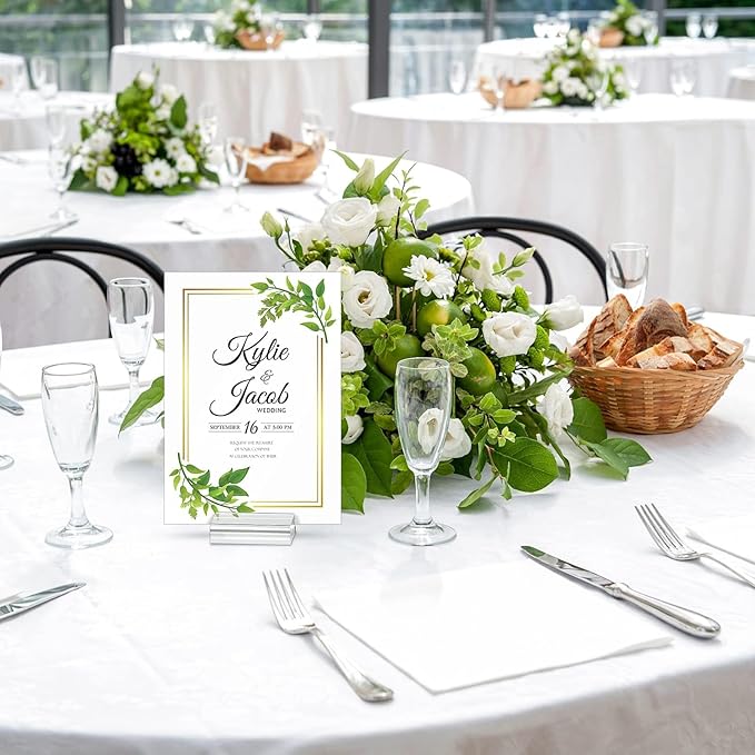 Clear Acrylic Stands – 3 Pack Place Card Holders, Table Number & Business Card Display Holders for Weddings, Dining Tables, Shops & Offices