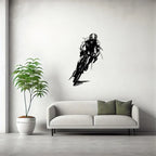 Dynamic Acrylic Road Cyclist Wall Art Silhouette - Abstract Racing Design