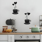 Coffee With Hearts & Love Acrylic Wall Decal - Beautiful Kitchen Decor for UAE Homes & Restaurants