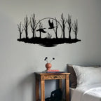Tranquil "Ducks in Flight" Black Acrylic Wall Art – Wetland Nature