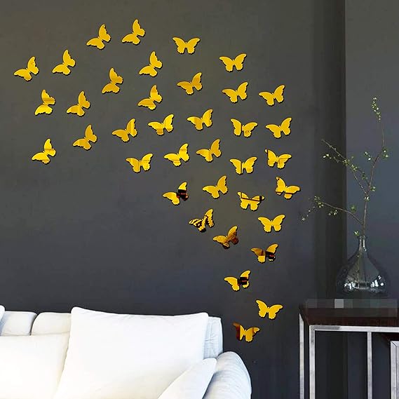 Butterflies Decorative Acrylic Mirror - Modern Home Decoration [40 pieces]