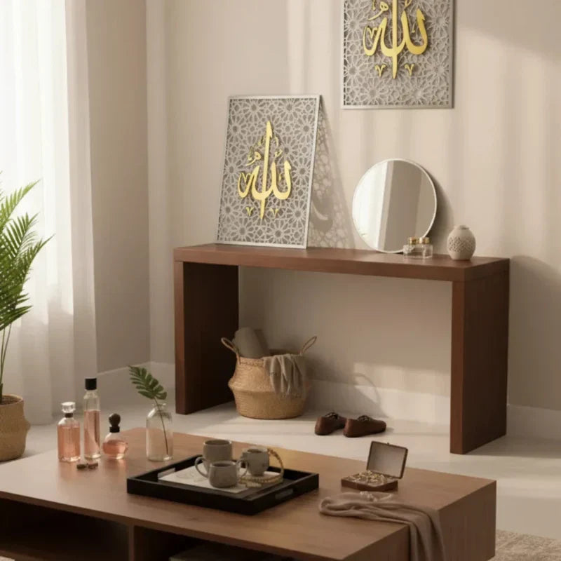 Allah Calligraphy Wooden Acrylic Wall Art | Geometric Islamic Decor UAE