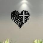 Heart With Jesus Cross - Christian Home Decal - Christmas Decoration