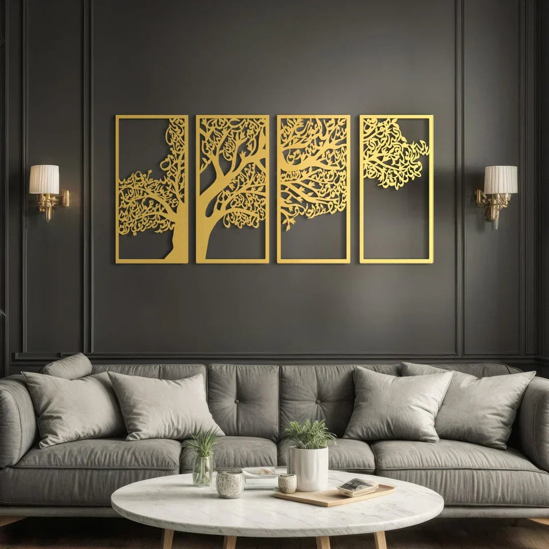 Acrylic Tree of Surahs (4 Quls) Islamic Wall Art Set of 4