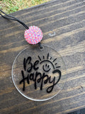 "Be Happy" Shimmering Sunshine Car Hanging – Iridescent Charm