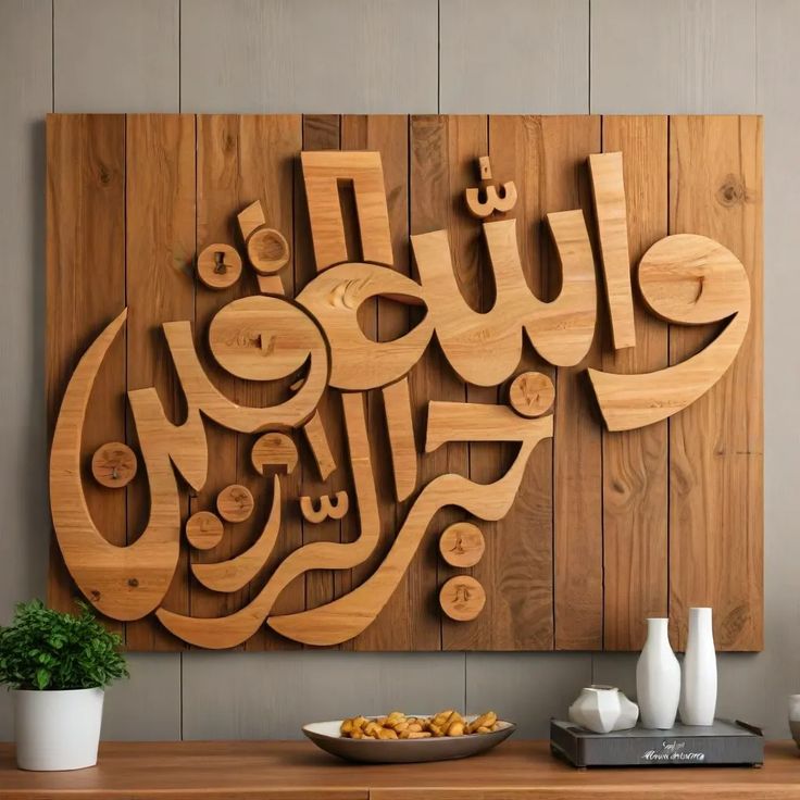 Wallahu Khayrur Raziqeen 3D Wooden Wall Art - والله خير الرازقين - Islamic Wall Decor