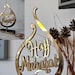 Personalised Hajj Mubarak Gift - Gold Mirror & Oak Wood Islamic Decor
