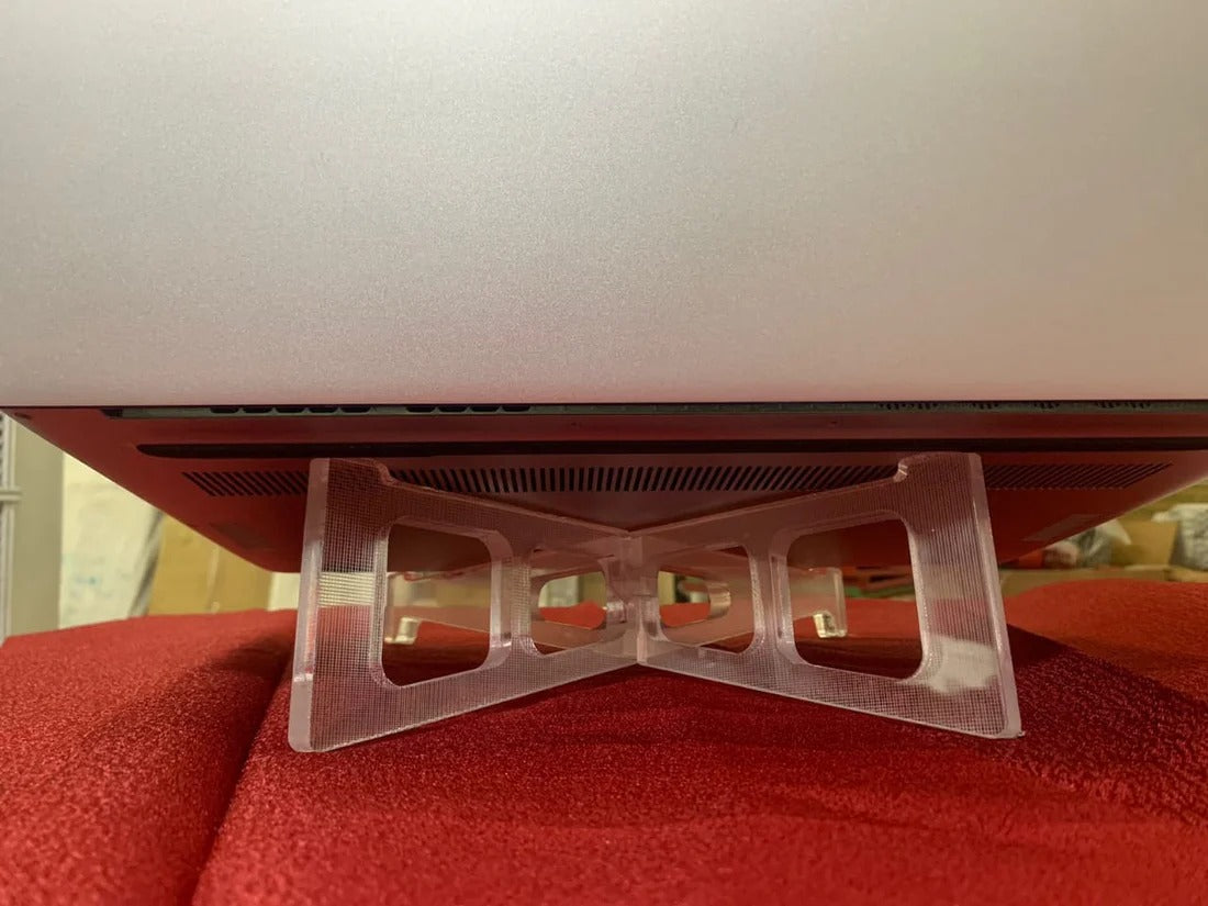Acrylic Laptop Stand – X Shape Transparent Holder | Ergonomic Laptop Riser for Desk, Office & Home | Durable, Modern Design